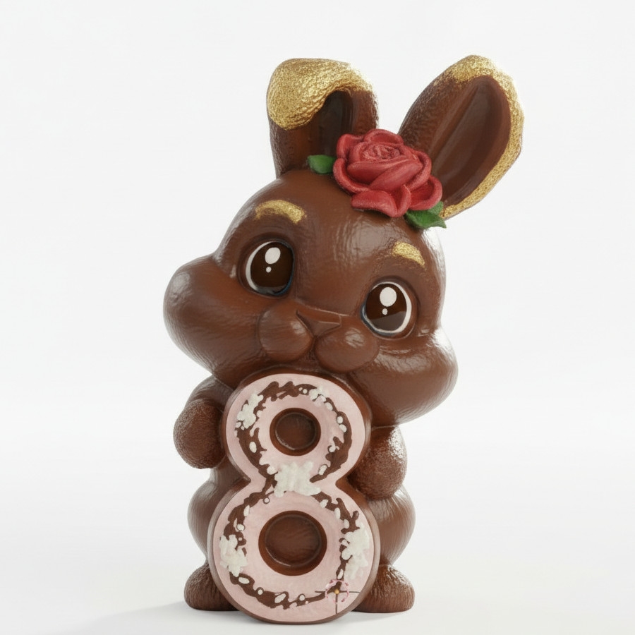 Силиконовая форма - Кролик с цифрой 8